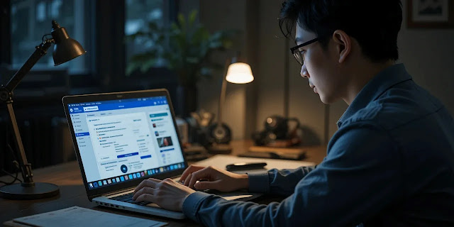 운전면허 갱신 정보 검색 장면 갱신 조건을 경찰청 사이트에서 확인하는 남성의 모습