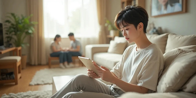태블릿으로 와이파이 연결을 시도하는 모습 태블릿 와이파이 연결 문제로 고민하는 모습