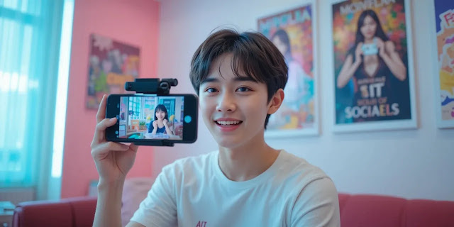 SNS 업로드 전 영상 파일을 줄이기 위해 앱을 사용하는 모습
