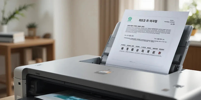 등기부등본을 프린터로 출력하는 모습 집에서 등기부등본을 출력하는 모습