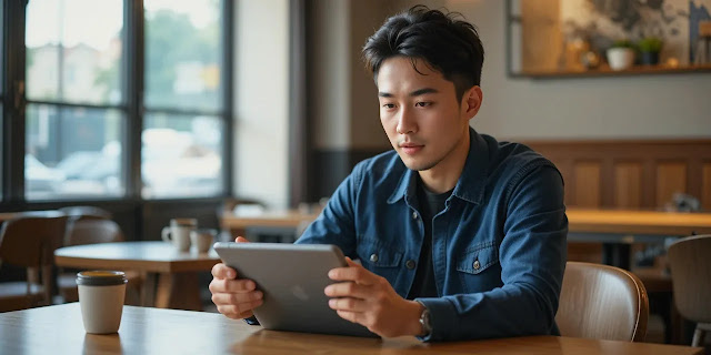 클라우드 저장소 요금제를 확인하는 모습 태블릿으로 클라우드 요금제를 비교하는 모습