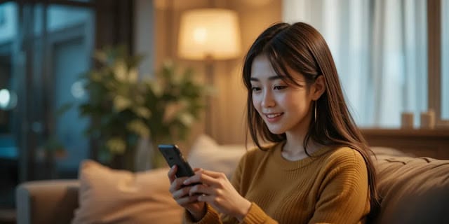 모바일로 간편하게 보험료를 계산하는 모습 스마트폰 앱으로 할인 특약 항목을 확인하는 모습