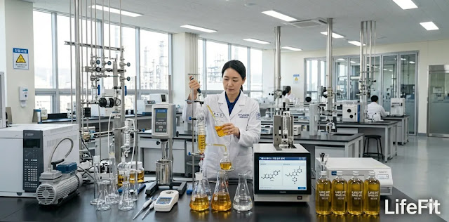 연구소에서 그룹3 기유의 품질을 정밀하게 측정하는 모습 연구소에서 그룹3 기유의 품질을 정밀하게 측정하는 모습