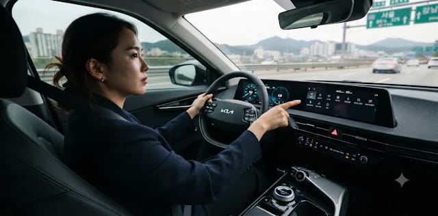 갑작스럽게 켜진 노란색 엔진 경고등 알림을 보고 침착하게 원인을 분석하는 모습