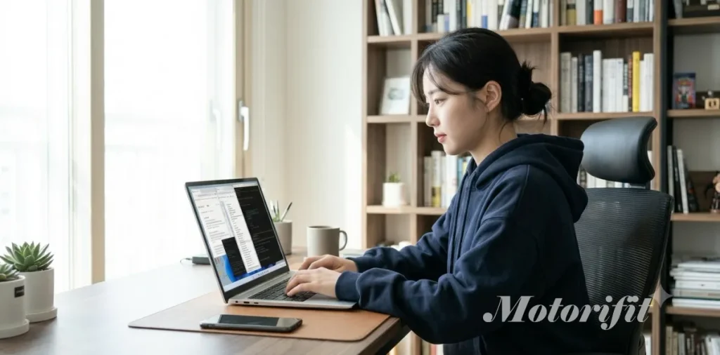 자동차세 연납 할인 혜택을 챙기기 위해서 노트북으로 세금을 납부하는 장면